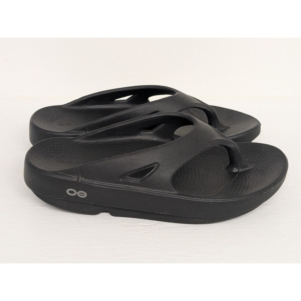 Oofos Unisex Ooriginal Active Sport Recovery Thong Sandals Black Flip-Flop M4 W6 - Picture 2 of 7
